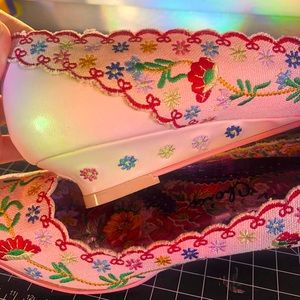 Irregular Choice embroidered kitten heels